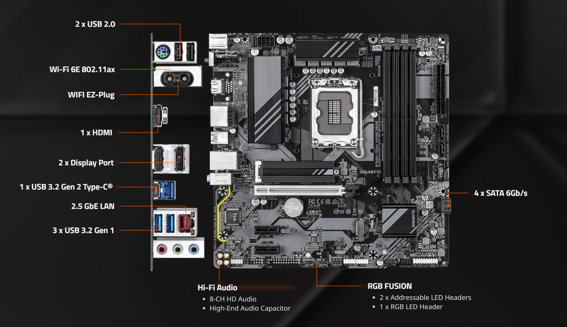 GIGABYTE B760M DS3H WIFI6E GEN5 LGA 1700 Intel B760 M-ATX